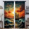 Плотные шторы для гостиной, занавеска с изображением корабля, тюль для спальни, перегородка, домашний интерьер, шторы из 2 предметов, оттенки