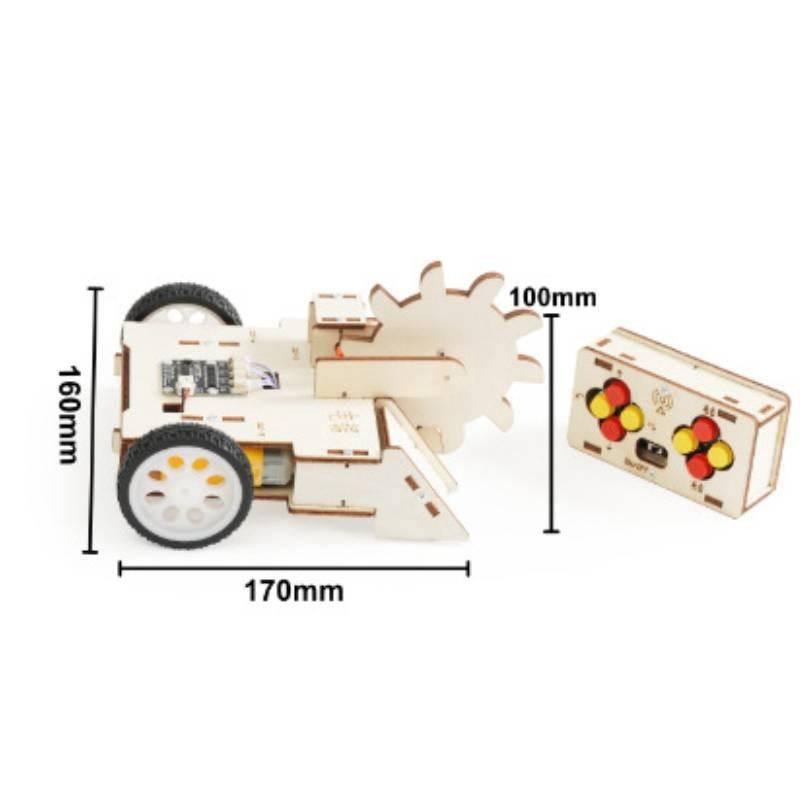 Assembled Remote Wooden Controlled Combat Vehicle With Rotating Children Set Toy