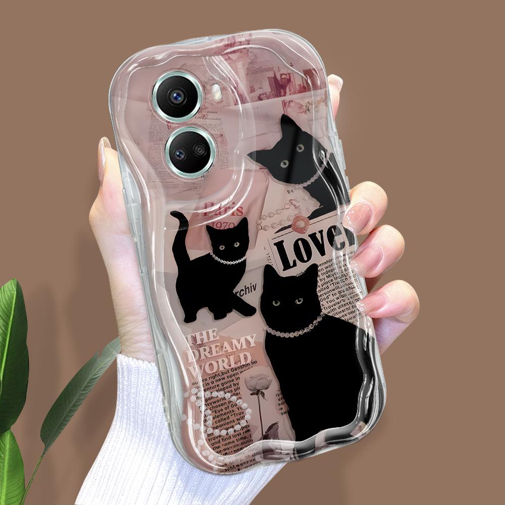 Для Honor 90 Lite P30 Pro Infinix Hot 30 40 40i 40 Pro Smart 8 Pro Vivo V29e V30e милый чехол для защиты линз с изображением собаки и кошки, кремовая текстура, мягкий силиконовый чехол