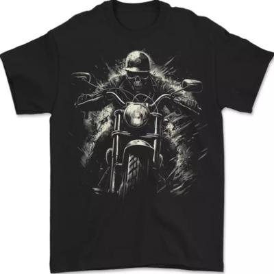 Футболка с изображением черепа байкера мотоцикла мотоцикла Grim Reaper