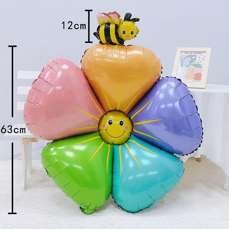 Большие белые разноцветные ромашки, подсолнухи, воздушные шары из алюминиевой пленки для пикника на открытом воздухе, для запуска желаний и для фотосъемки