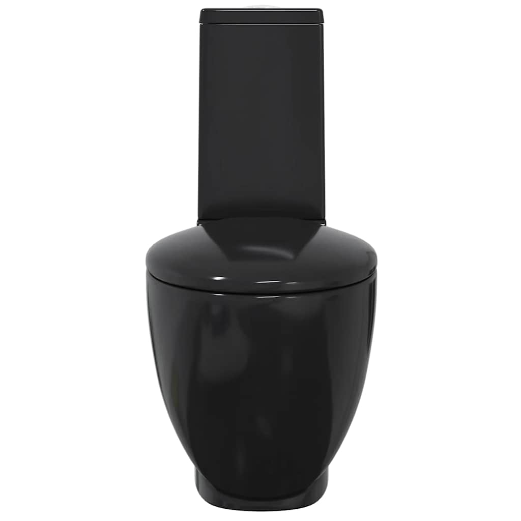 Ceramic Toilet for Bathroom Round Shape Vertical Drain Black