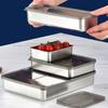 Подносы для хранения продуктов из нержавеющей стали, прямоугольная тарелка для сосисок, лапши, фруктов с крышкой, органайзер для домашней кухни, контейнер для еды