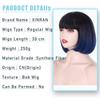 XINRAN Women Fashion Dark Blue Short Straight Bob Wig with Bangs Shoulder Length Synthetic Fiber Wig for Lolita Party Cosplay Daily Use