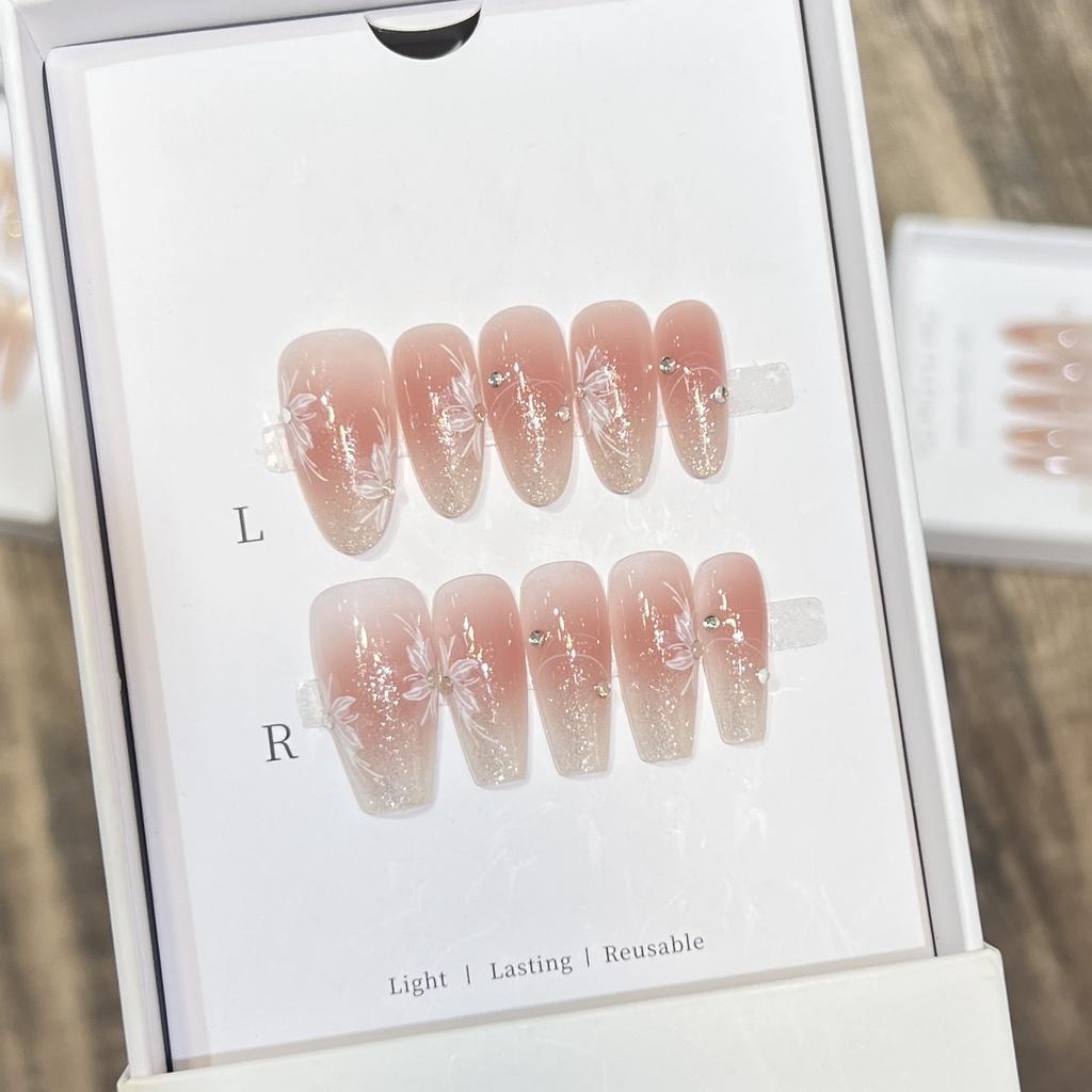 Hand-woven Armor French Ice-Transparent Nude Blush Manicure Removable Armor Plate