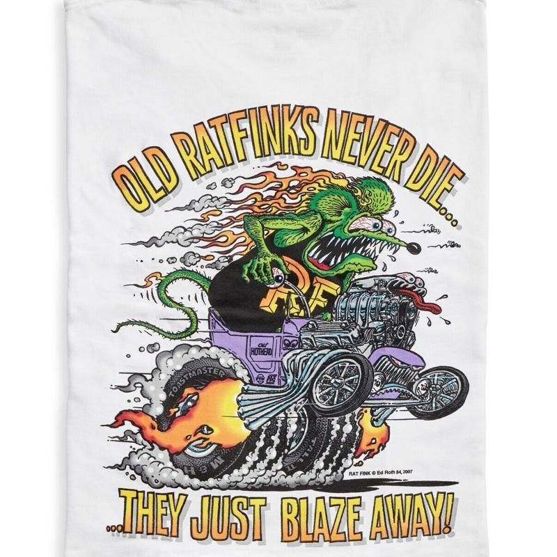 Унисекс Ed Big Daddy Roth Rat Fink Rat Finks Never Die Белая Хлопковая Футболка S 5XL