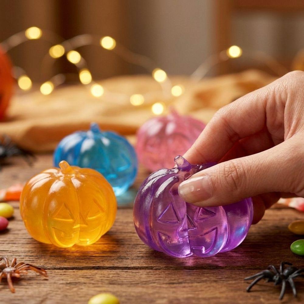 Crystal Clear Halloween Pumpkin Squishy Super Soft Fidget Pumpkin Toy for Children Adult
