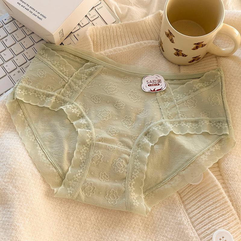 Женское нижнее белье из чистого хлопка 5A класса для младенцев, дышащее, антибактериальное, бесшовное, удобное, с треугольными чашечками и средней талией