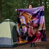 "Vivid Fashion: Yellow & Purple Sporty Tracksuits with Unique Prints"Blanket Lightweight Flannel Throw Blanket for Sofa, Bed, Travel, Campin