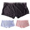Men Boxer Underwear Low-rise Elastic Waistband Shorts Briefs Solid Color Printing U-convex Panties Breathable See-through Shorts Underwear