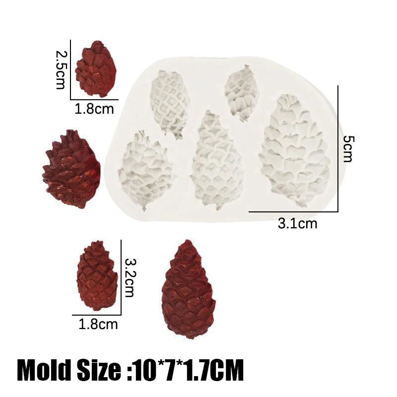3 стиля листвы рождественской елки шишка силиконовая форма смола инструменты для вечеринки кексы помадка торты украшения инструменты
