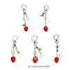 Fashionable Strawberry Pendant Phone Charm Unique Heart Flower Keychain Vibrant Beaded Pendant for Cellphone Camera