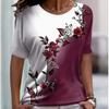 Модная женская футболка с простым принтом в виде цветочных ветвей, забавная повседневная футболка с круглым вырезом и короткими рукавами, летняя женская футболка