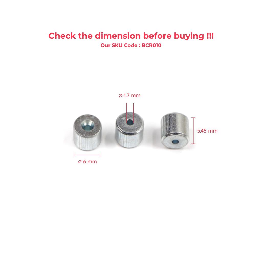 BCR010 100 шт. Ремонтный комплект для намотки стеклоподъемника автомобиля, стальной трос, концевой штифт, стопорная втулка, обжимная заклепка 6x5,45/1,7 мм
