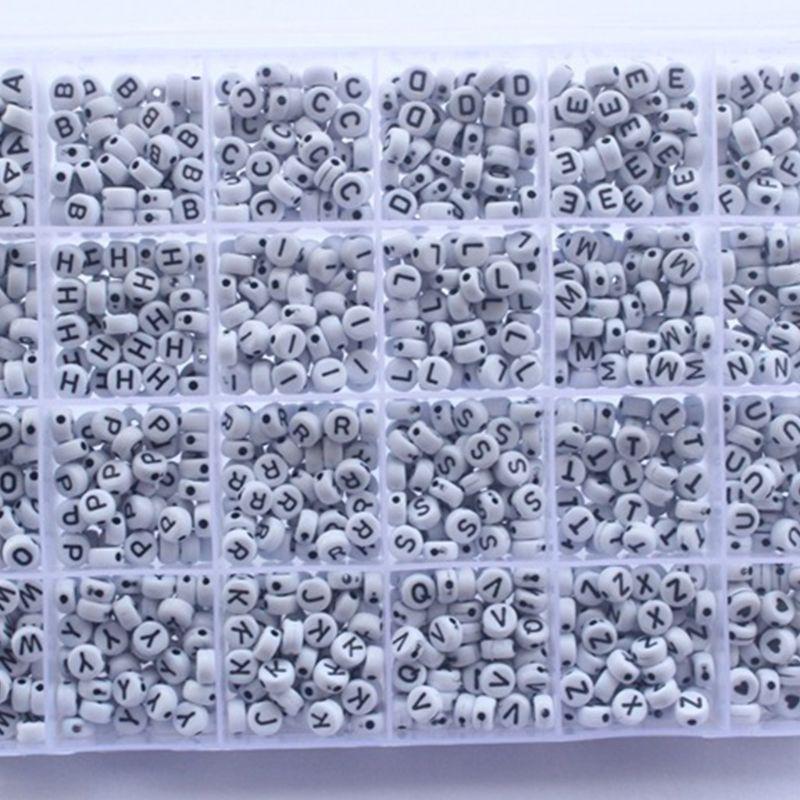 1200 шт., белые круглые акриловые бусины с буквами алфавита в форме AZ для самостоятельного изготовления ювелирных изделий, браслеты с именем, ожерелье