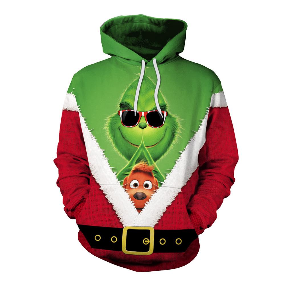 Winter Christmas sweatshirt cos, Green-Haired Monster merchandise, Grinch digital printed sweatshirt hoodie