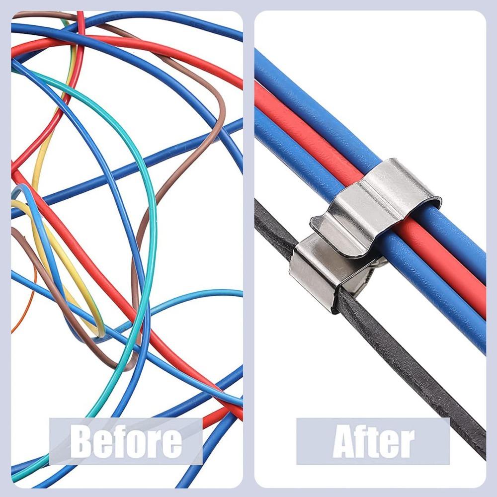 50pcs Cord Fixing Holder Photovoltaic Cable Clips Metal Clamps Trailer Wire Clips For Boat Cable