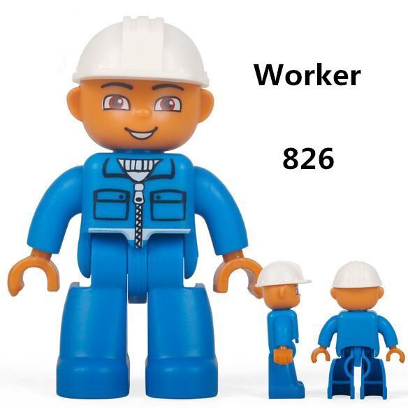Duplo Compatible City Character Staff Man Building Blocks Kids Minifigures Toys