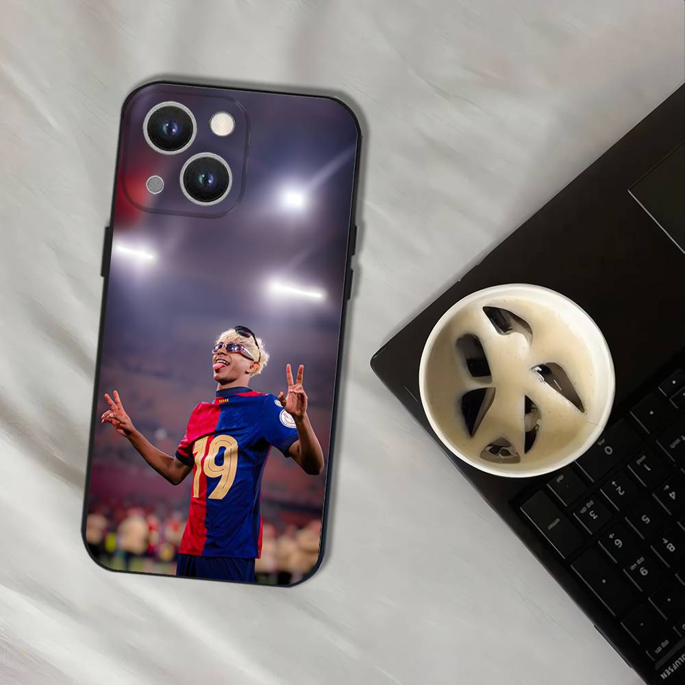 №19 Футбол L-Ламин Y-Ямаль Чехол для телефона Для iPhone 16,15,14,13,12,11,Pro,XS,Max,XR,Plus,E,SE4,Mini Черный Мягкий чехол