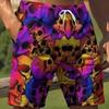 Vintage Skull Fire Ghost Boxing Muay Thai Kickboxing Shorts 3D Print Training Unisex Men Women Quick Dry Fitness Gym Sport Workout