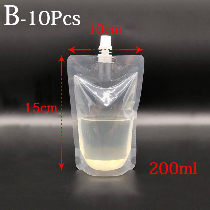 10pcs Transparent Nozzle Bag Spouted Drink Beverage Packaging Pouch For Camping Outdoor Spouted Liquid Packaging Storage JoomZL
