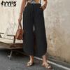 YYFS Женские модные повседневные однотонные брюки с высокой талией и принтом, брюки и капри