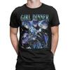 Футболка Genshin Impact с синеволосыми парнями "Girl Dinner", унисекс, для фанатов аниме-игры, уличная одежда, повседневная футболка с коротким рукавом, 100% хлопок