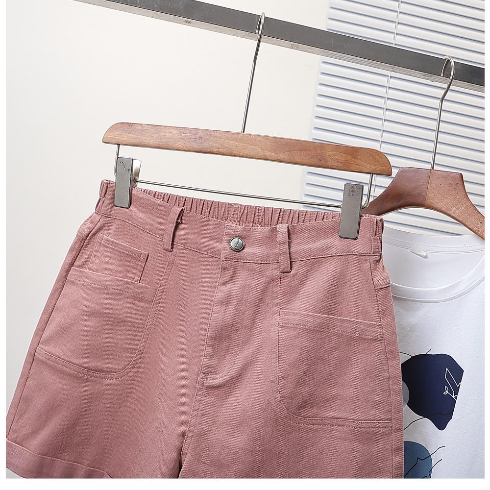 DIMANAF Plus Size 2025 Женские шорты, брюки, летние свободные джинсы-шаровары, короткие базовые брюки с высокой талией и эластичным поясом