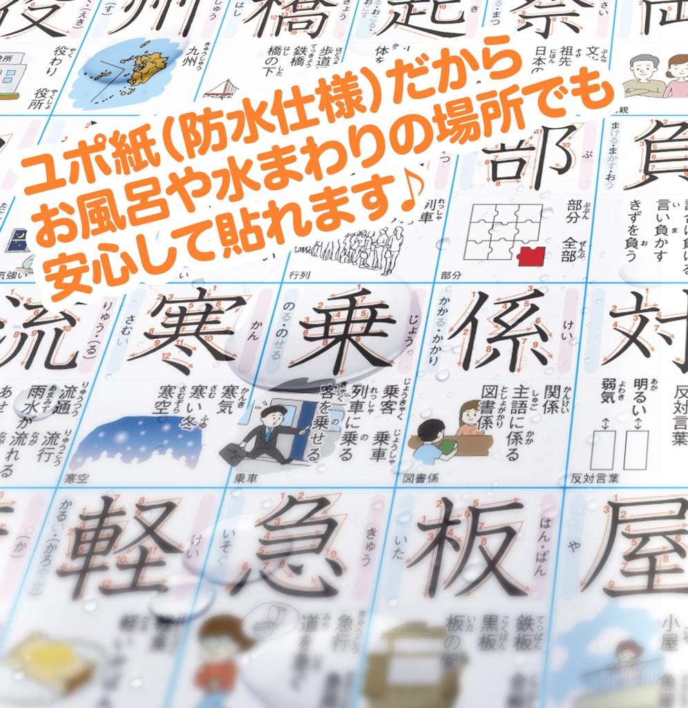 Постер для ванны для третьего класса Кандзи, изученных в начальной школе A3 Юпо бумага в A4 2 Включает порядок написания черт и [Полностью водонепроницаемый] Студенты, (Сложенный