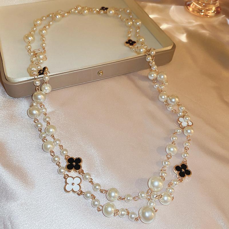 Элегантное и очень длинное ожерелье, модная и универсальная цепочка для свитера, ретро и элитный аксессуар.