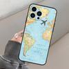 Чехол для телефона с картой мира для путешествий для iPhone 16 15 14 12 11 13 17 Pro Max mini 15 16 Plus 16e 17 Air Funda Cover