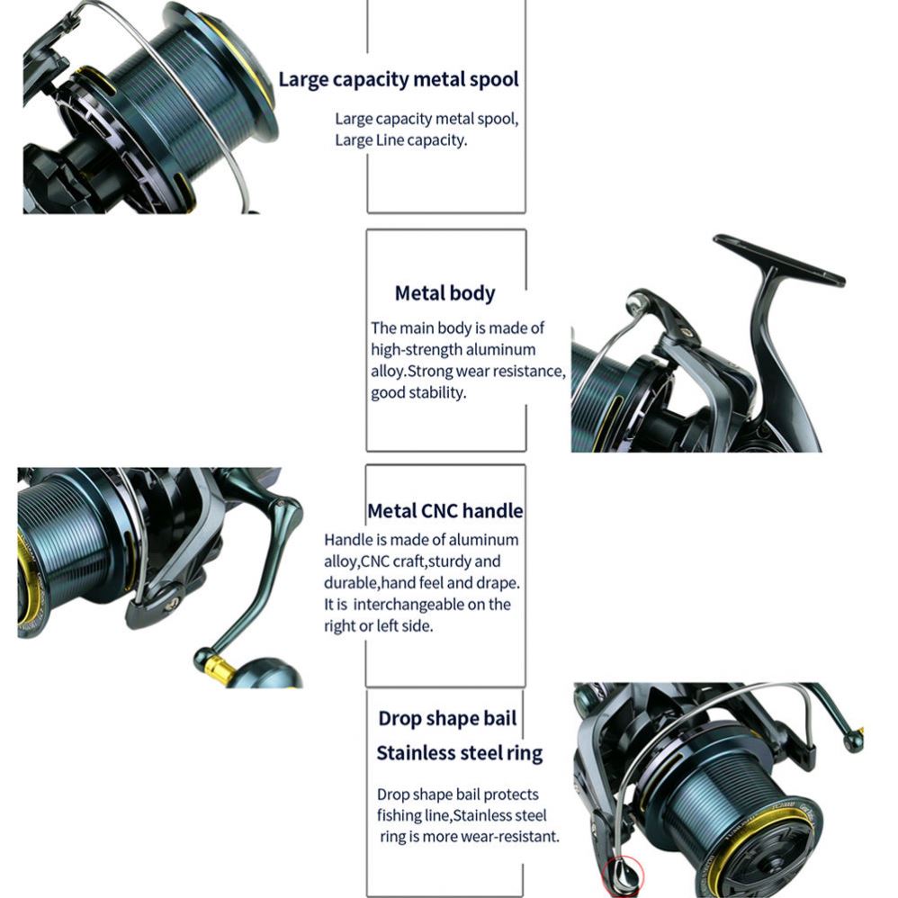 High Quality Metal Fishing Reel 10+1bb 30 Kg Max Drag 9000 10000 120000 14000 Surf Fishing Reel Saltwater Trolling Reel Spinning