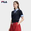 Fila Женская вязаная рубашка-поло с цветовыми блоками, имитация двух предметов