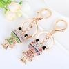 Cartoon Frog Key Chain Shy Prince and Princess Couple Key Ring Women's Bag Pendant Crystal Rhinestone Crafts