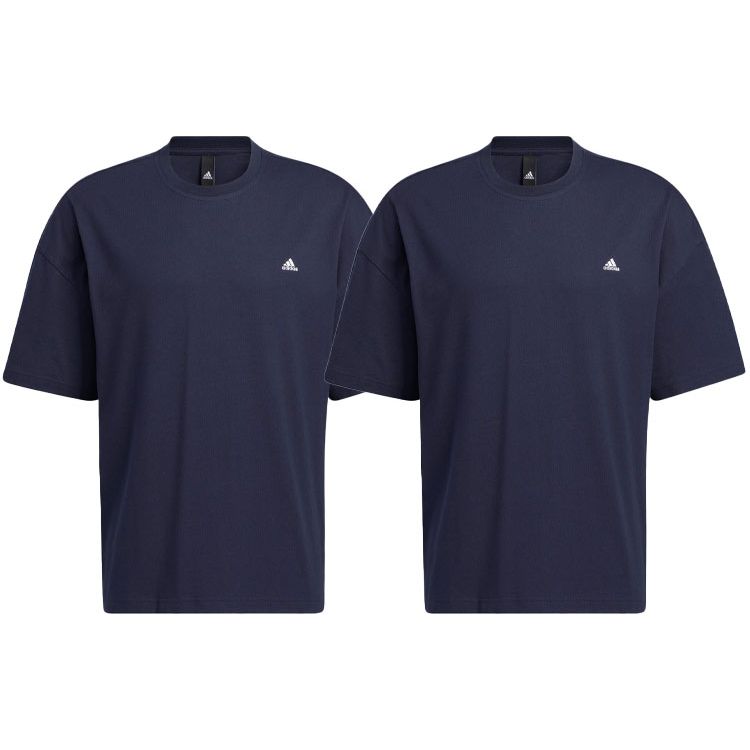 Adidas Футболка City Loose с коротким рукавом и однотонным логотипом для мужчин, темно-синяя HC9973