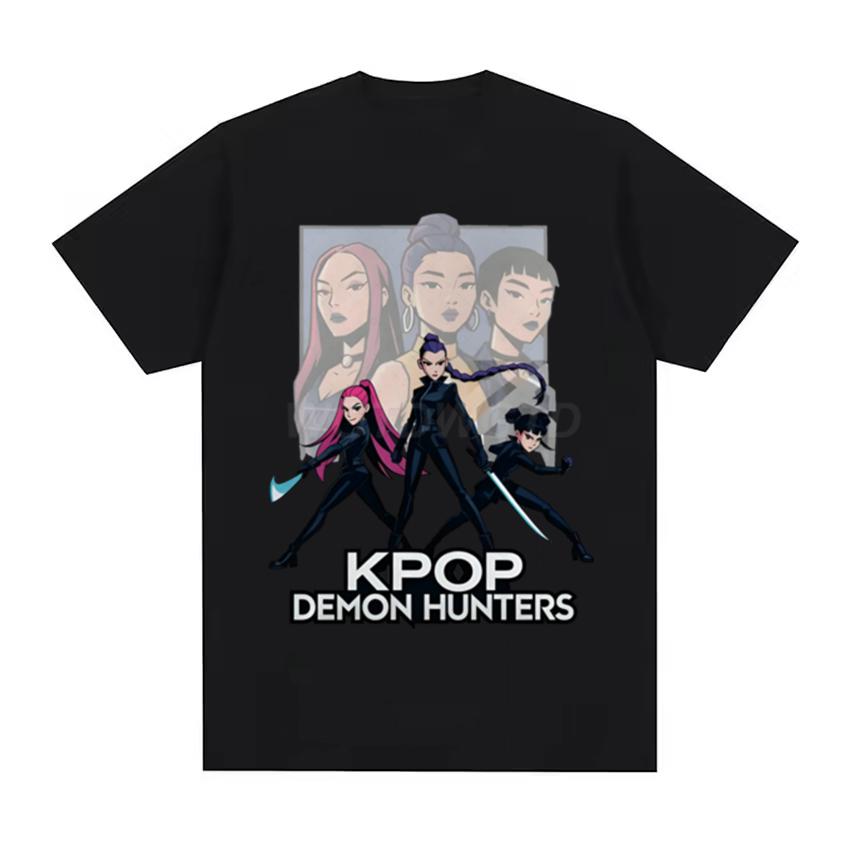 Детская футболка KPop с принтом «Охотники на демонов», модные повседневные топы, фильм 2025, круглый вырез, мультяшные футболки для девочек и мальчиков, летняя одежда для маленьких девочек