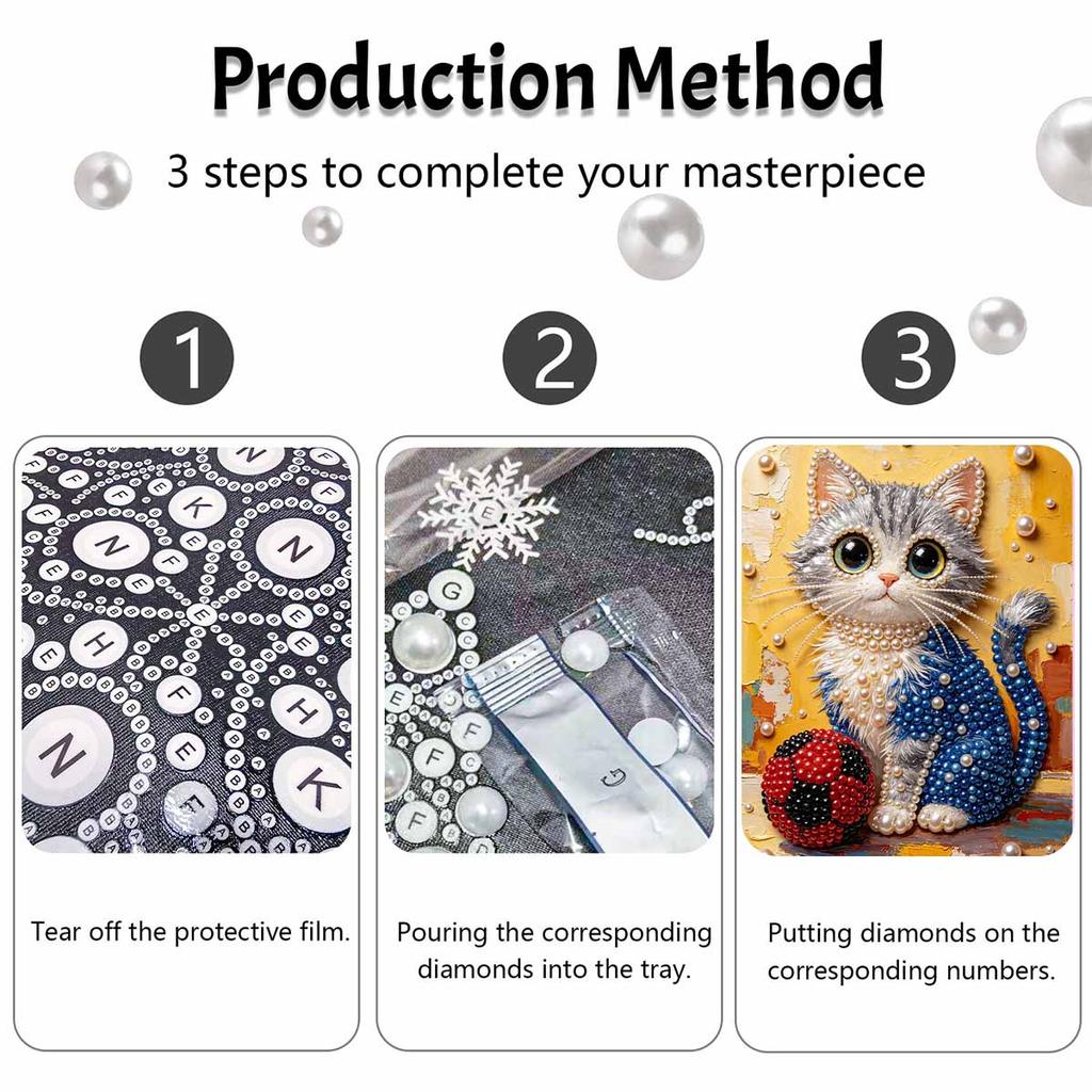 Жемчужная живопись DIY липкий бриллиант креативный милый кот с мячом набор для алмазной живописи гостиная подвесная картина