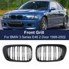 Решетка капота для BMW E46 3 серии 2-дверный 1998-2001 M3 323I/Is 325Ci 328I/Is/Ci 330Ci Передняя решетка радиатора "почки" Глянцево-черная Решетки 2 линии