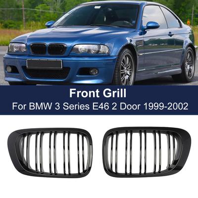 Решетка капота для BMW E46 3 серии 2-дверный 1998-2001 M3 323I/Is 325Ci 328I/Is/Ci 330Ci Передняя решетка радиатора "почки" Глянцево-черная Решетки 2 линии