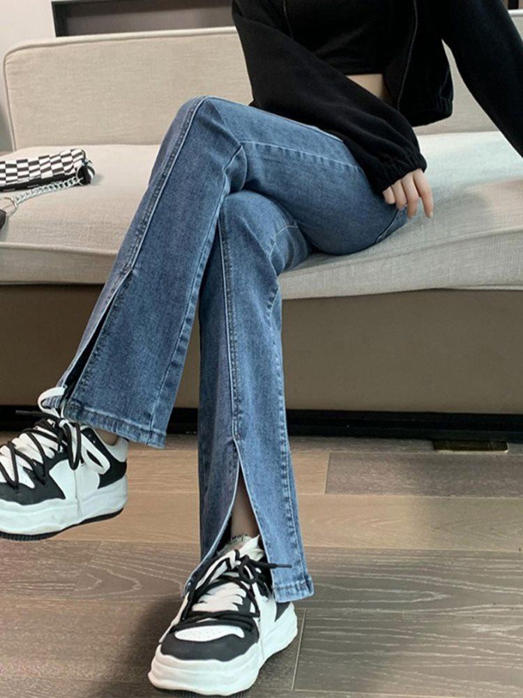 Женские черные расклешенные джинсы с высокой посадкой - Коллекция Весна/Осень 2025, Узкие, в пол, с возможностью выбора маленького размера.