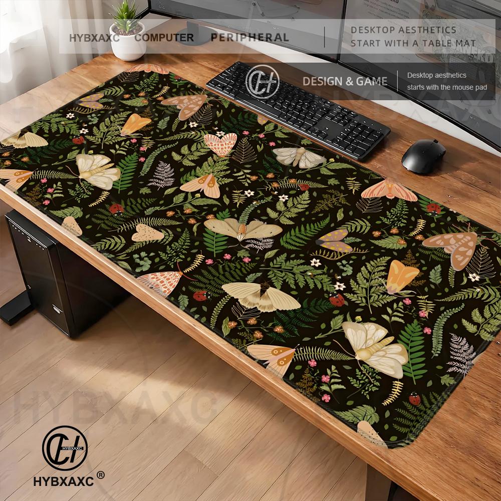 Large Mushroom Themed Mouse Pad Botanical Vintage Floral Desk Mat Cute Hd Extended Gaming Keyboard Mat 80x40 Wildflower Mousepad