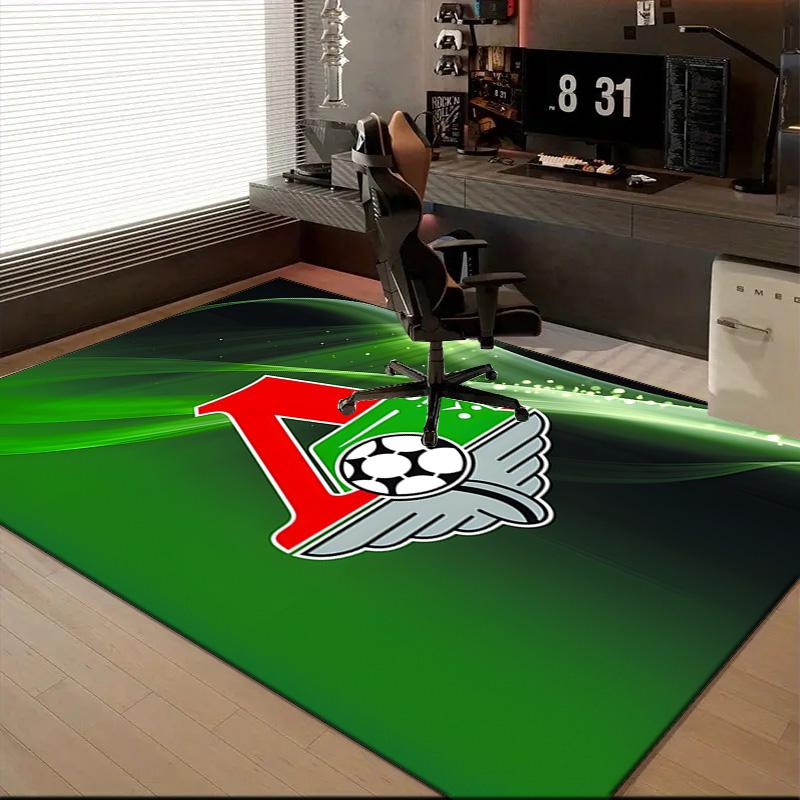 Green And Red Soccer Emblem Printed Office Carpet Chair Cushion Entryway Rug, Rugs for Living Room, Bedroom Christmas gifts
