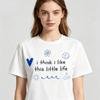 Unisex Cotton Tshirt Tee Positive Slogan Blue Doodle Heart Flower Sun Casual Crew Neck Short Sleeve Tops