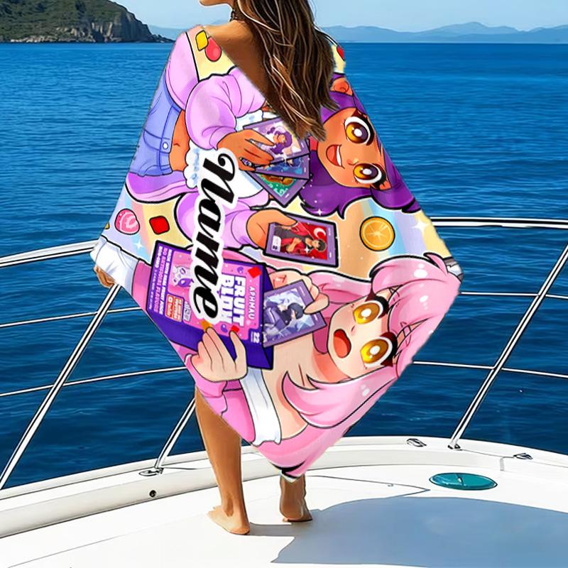1PC Custom Name Beach Towel Aphmau Candy Adventure Beach Towel, Suitable for Camping, Travel, Beach Accessories, Super Absorbent, Family Gift