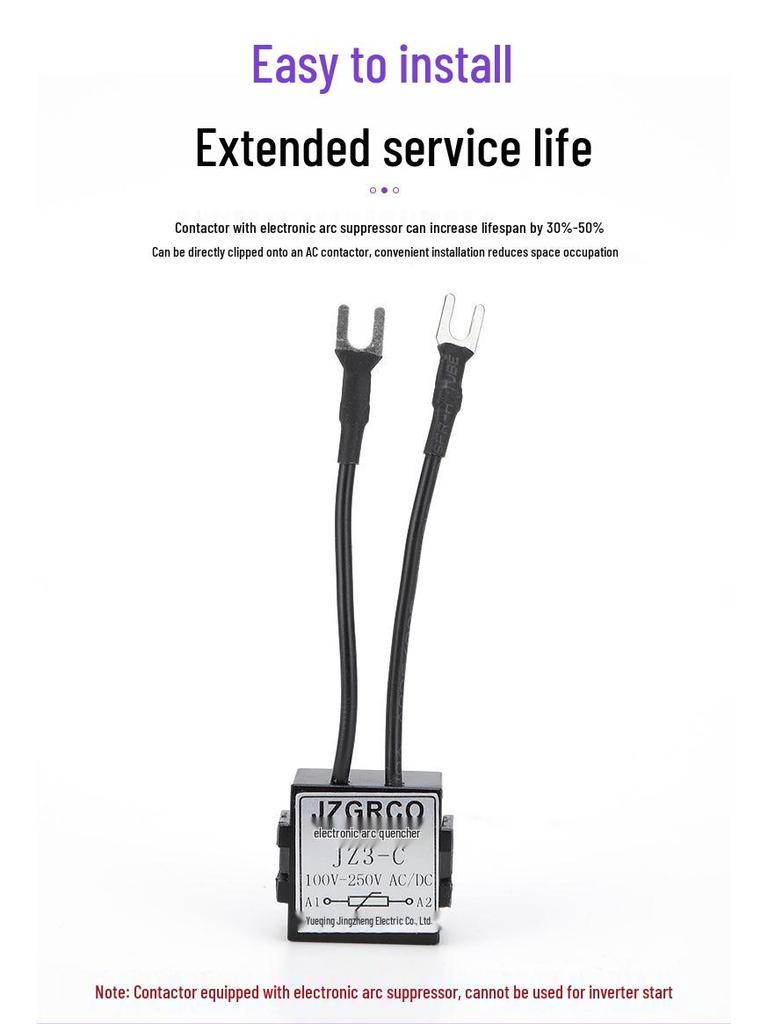 JZ3-C Electronic Arc Suppressor for CJX2 AC Contactor, 100V-250V Surge Protector