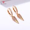 Metallic Style Geometric Drop Earrings For Women Luxury Inlaid CZ Gold Color Fashion Versatile Girls Ear Ring Jewelry