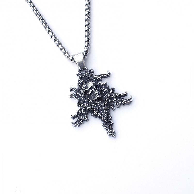 Fashion Titanium Steel Double Snake Pendant Trendy Male Personality Double Snake Wrap Necklace Men