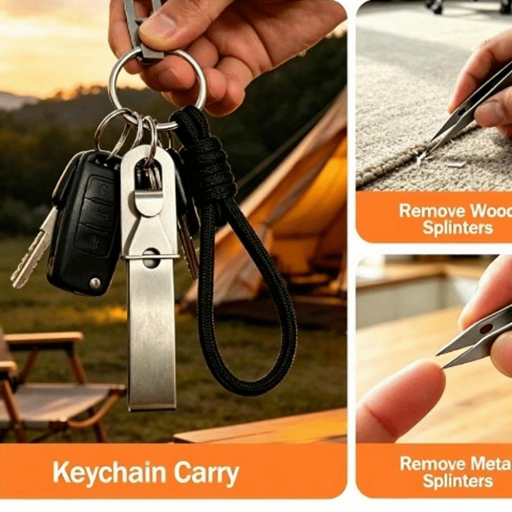 Precision Stainless Steel Tweezers Multi-Function Precision Clip Outdoor Pick-Up Tool Emergency