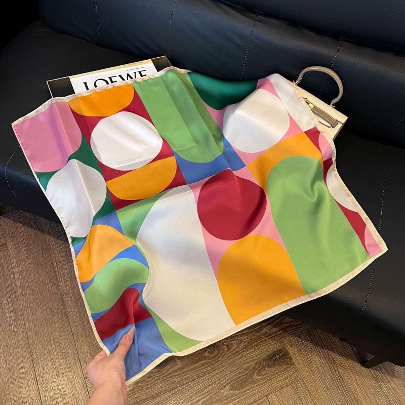 New Korean version of versatile printed decorative silk scarf, Chinese style temperament, elegant streamer, hair tie, bag, small scarf