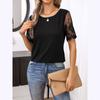 Женская летняя футболка, элегантный вязаный кружевной топ с круглым вырезом, свободный сетчатый топ с короткими рукавами